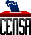 Logo del proyecto Censa. Una mano introduciendo un voto en una urna